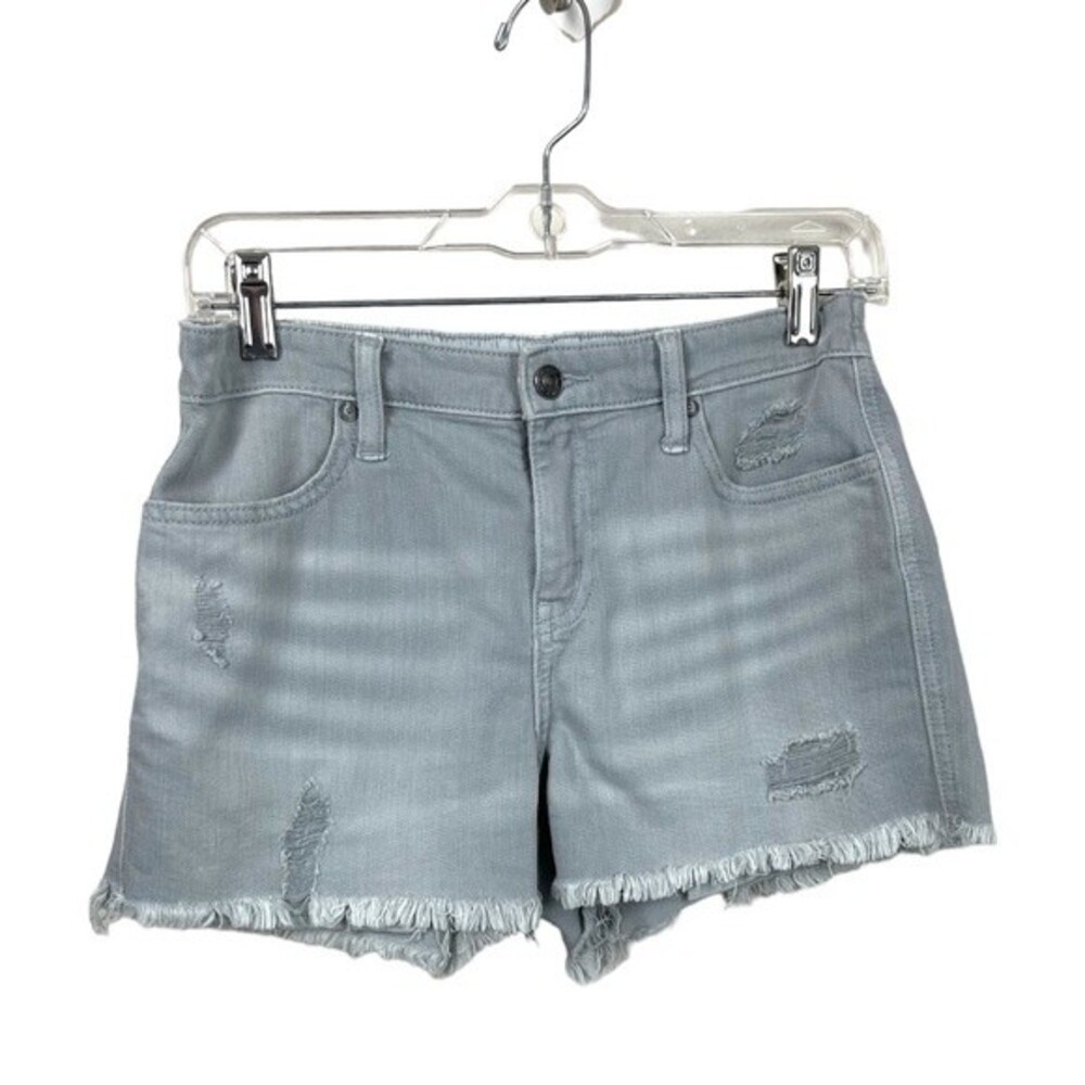 🥑5/$25 Aerie Light Gray Distressed Pull On Cut Off Denim Shorts XS